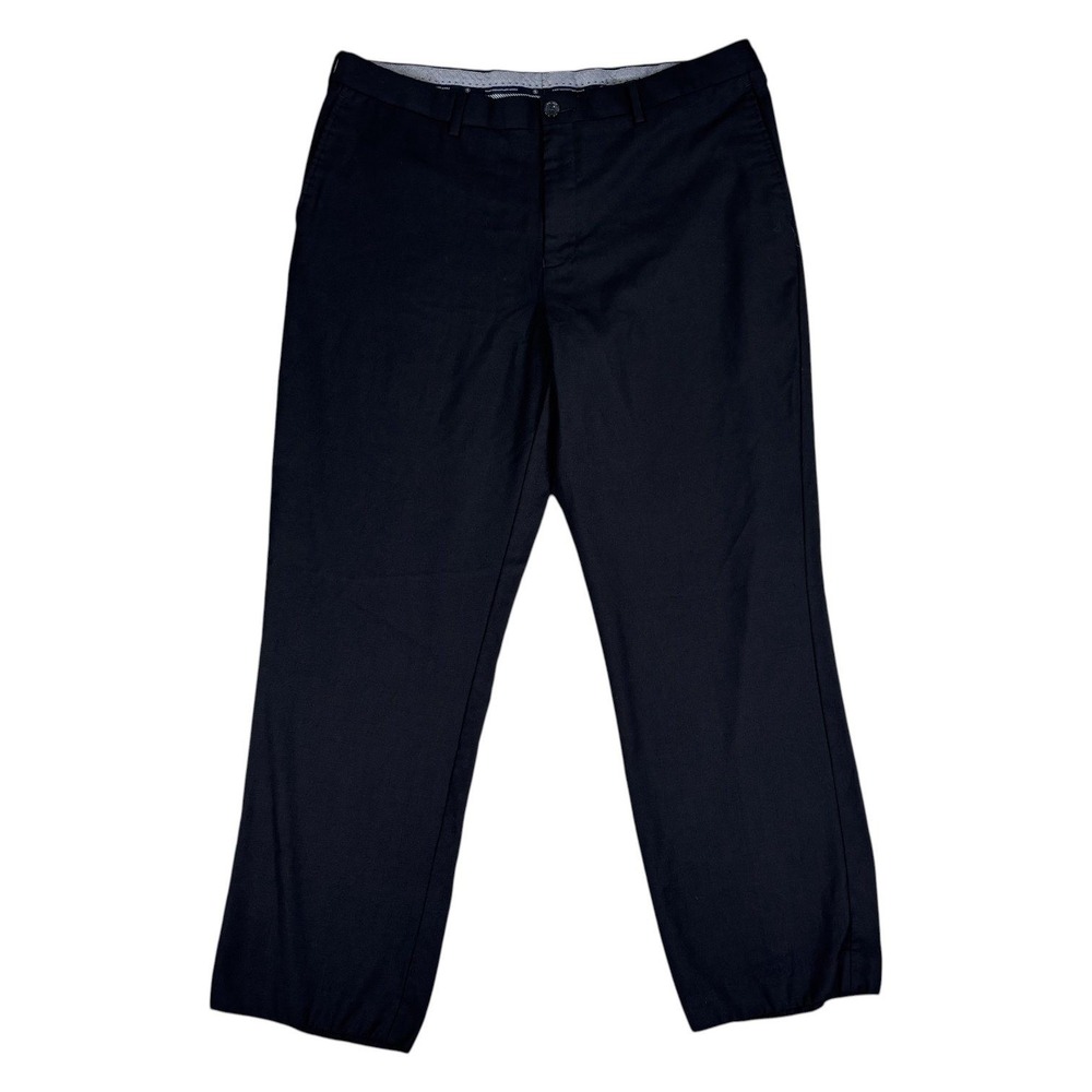 Hart Schaffner Marx Dress Pants Mens 38x30 Black 100% Wool Flat Front Slacks